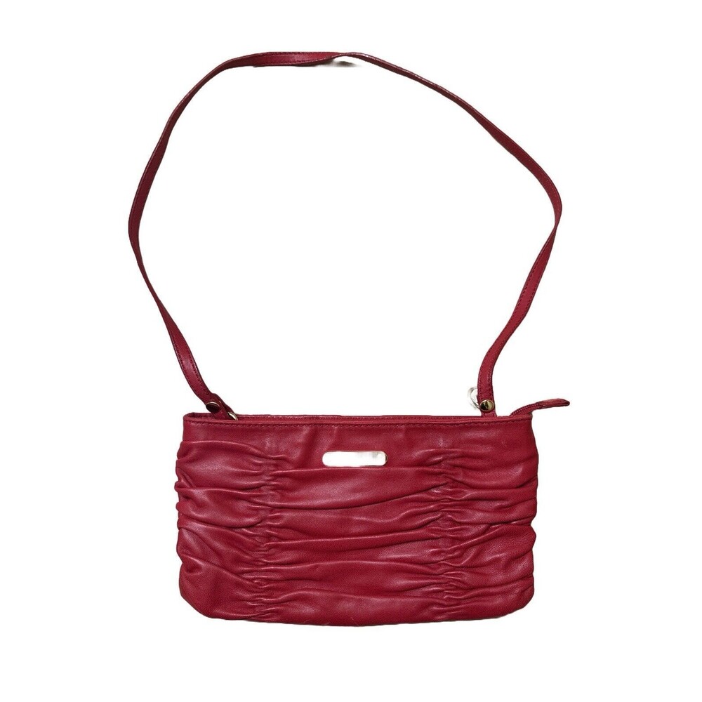 Michael Kors Red Scrunch Purse Bag Crossbody Clutch Wallet Ruched
